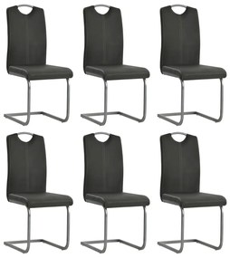 Καρέκλες Τραπεζαρίας «Πρόβολος» 6 τεμ. Γκρι από Συνθετικό Δέρμα - Γκρι