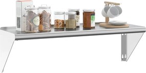 vidaXL Ράφι Τοίχου Ασημί 100x30x31 εκ. Ανοξείδωτο Ατσάλι