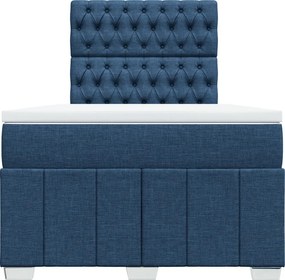 vidaXL Κρεβάτι Boxspring με Στρώμα Μπλε 120x200 εκ. Υφασμάτινο
