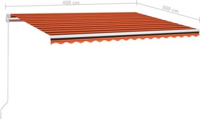 vidaXL Χειροκίνητη τέντα με ηλιακό LED 4 x 3 m