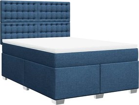 vidaXL Κρεβάτι Boxspring με Στρώμα Μπλε 140x190 εκ. Υφασμάτινο