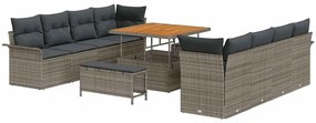 vidaXL Σετ Καναπέ Κήπου με μαξιλάρι 11 pcs Γκρι 100 x 100 x 71 cm