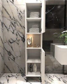Stewehome Ντουλάπι Μπάνιου Στήλη Ξύλο λευκό MDF με Ράφια 172x33x30 cm