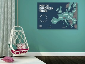 Εικόνα στον εκπαιδευτικό χάρτη φελλού με ονόματα χωρών της Ευρωπαϊκής Ένωσης - 90x60  peg