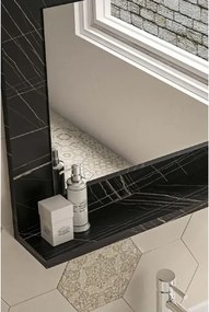 Stewehome Μαύρος Καθρέπτης Μπάνιου με Ράφι 60x45 cm