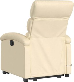 vidaXL Πολυθρόνα Μασάζ Ανακλινόμενη με Ανύψωση Κρεμ Υφασμάτινη
