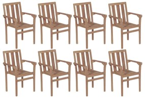 3073378 vidaXL Καρέκλες Κήπου Στοιβαζόμενες 8 τεμ. από Μασίφ Ξύλο Teak Καφέ, 1 Τεμάχιο