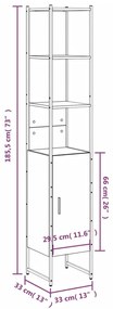 ΝΤΟΥΛΑΠΙ ΜΠΑΝΙΟΥ ΓΚΡΙ SONOMA 33X33X185,5 ΕΚ. ΕΠΕΞΕΡΓΑΣΜΕΝΟ ΞΥΛΟ 842474