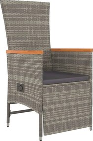 vidaXL Σετ Τραπεζαρίας Κήπου 7 τεμ. Γκρι Συνθ. Ρατάν με Μαξιλάρια