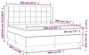vidaXL Κρεβάτι Boxspring με Στρώμα Αν. Πράσινο 160x200εκ Υφασμάτινο