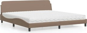 vidaXL Κρεβάτι με Στρώμα Dover Καπουτσίνο 200x200εκ.από Συνθ.Δέρμα