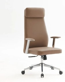 WOODWELL BF8800 Πολυθρόνα Γραφείου Διευθυντή, Pu Cappuccino, Βάση 68x68x120/128cm ΕΟ612,3