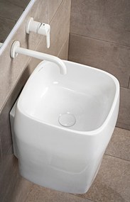 Athos White Gloss 37x39 - Κρεμαστος Νιπτήρας Μπανιου