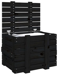 Κουτί Αποθήκευσης Μαύρα 58x40,5x42 εκ. Μασίφ Ξύλο Πεύκου - Μαύρο