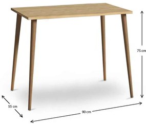 Τραπέζι Fiona Megapap από μελαμίνη χρώμα oak 90x55x75εκ.