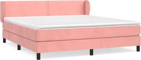 vidaXL Κρεβάτι Boxspring με Στρώμα Ροζ 160x200 εκ. Βελούδινο