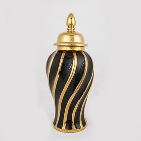 Βάζο Κεραμικό 752-20032 17.5x17.5x40.8cm Gold-Black Estheti Home κεραμικο