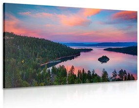 Εικόνα λίμνη στο ηλιοβασίλεμα - 60x40