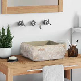 vidaXL Νιπτήρας Κρεμ 30 x 30 x 13 εκ. Μαρμάρινος