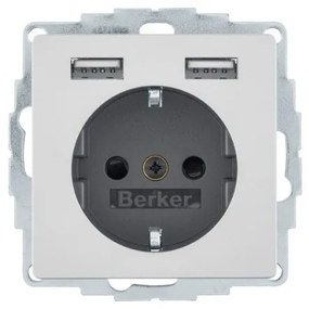Πρίζα Σούκο με 2xUSB Αλουμίνιο Berker 48036084 Hager-48036084-Αλουμίνιο 48036084