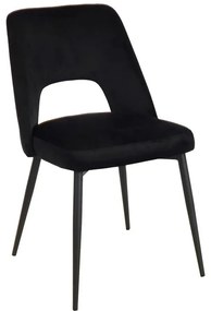 Καρέκλα Murde μαύρο βελούδο ύφασμα και μεταλλικά πόδια σε μαύρη απόχρωση 48.5x61x89εκ 48.5x61x89 εκ.