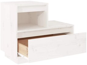 vidaXL Κομοδίνα 2 τεμ. Λευκά 60 x 34 x 51 εκ. από Μασίφ Ξύλο Πεύκου