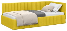 vidaXL Κρεβάτι Γωνίας με κεφαλάρι Κίτρινο 100 x 200 cm Βελούδο