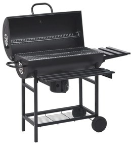 Ψησταριά Κυλινδρική με Τροχούς & Ράφια Μαύρη 115 x 85 x 95 εκ.