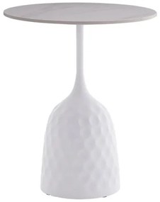 Βοηθητικό τραπέζι Kousien Inart λευκό sintered stone Φ50x60εκ 101-000098 101-000098 Λευκό