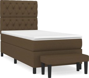 vidaXL Κρεβάτι Boxspring με Στρώμα Σκούρο Καφέ 80x200 εκ. Υφασμάτινο