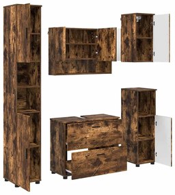 vidaXL Σετ Επίπλων Μπάνιου 5 pcs Καπνιστή δρυς 30 x 35 x 192 εκ.