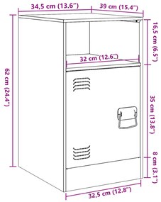 Κομοδίνα 2 τεμ. Λευκό 34,5x39x62 εκ. από Χάλυβα - Λευκό