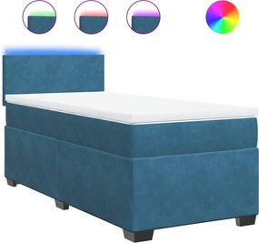 vidaXL Κρεβάτι Boxspring με Στρώμα Μπλε 100x200 εκ. Βελούδινο