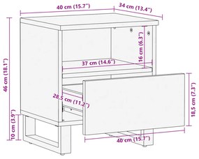 ΚΟΜΟΔΙΝΑ 2 ΤΕΜ. 40 X 34 X 46 ΕΚ. ΑΠΟ ΜΑΣΙΦ ΞΥΛΟ ΜΑΝΓΚΟ 377471