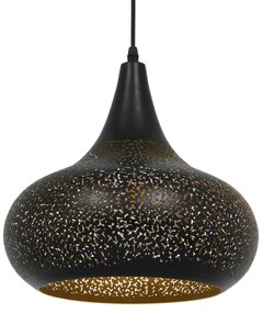 01590 GloboStar® GLOBOSTAR® JANIS 01590 Μοντέρνο Κρεμαστό Φωτιστικό Οροφής με Ντουί 1 x E27 AC 220-240V IP20 - Μαύρο & Χρυσό - Μ30 x Π30 x Υ30cm