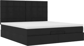 vidaXL Οθωμανικό κρεβάτι με στρώμα Μαύρο 160x200cm Ύφασμα