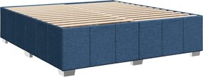 vidaXL Κρεβάτι Boxspring με Στρώμα Μπλε 200x200 εκ. Υφασμάτινο