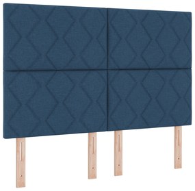 vidaXL Κρεβάτι με Σκελετό & Στρώμα & LED Μπλε 140x200 εκ Ύφασμα