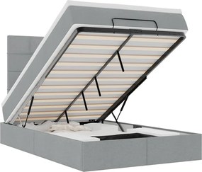 vidaXL Οθωμανικό κρεβάτι με στρώμα &amp; LEDs Ανοιχτό γκρι Ύφασμα