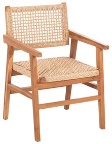 Πολυθρόνα BJORN Μασίφ Ξύλο Teak Φυσικό και Σχοινί 56x56x83Υεκ. 56x56x83 εκ.