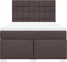 vidaXL Κρεβάτι Boxspring με Στρώμα Σκούρο Καφέ 140x200 εκ Υφασμάτινο