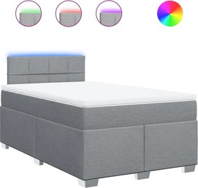 vidaXL Κρεβάτι Boxspring με Στρώμα Ανοιχτό Γκρι 120x190 εκ. Υφασμάτινο