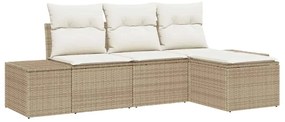 vidaXL Σετ Καναπέ Κήπου 4 pcs Μπεζ Πολυ ράταν