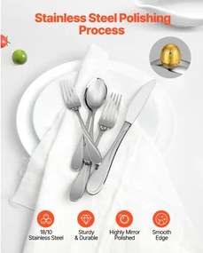 VEVOR 30-Piece Silverware Set Stainless Steel Cutlery Flatware Utensils for 6