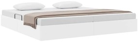 vidaXL Κρεβάτι Αποθήκης Καθαρό Λευκό 200 x 200 cm Τεχνητό δέρμα