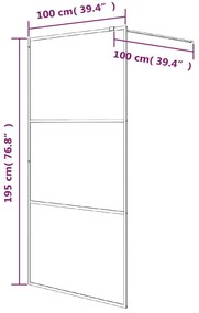 vidaXL Διαχωριστικό Ντουζιέρας Μαύρος 100x195εκ. από Διάφανο Γυαλί ESG