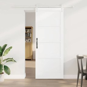 vidaXL Συρόμενη Πόρτα Λευκό 83 x 211 εκ. Μασίφ ξύλο πεύκου και χάλυβας