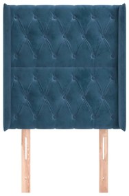 Κεφαλάρι με Πτερύγια Σκούρο Μπλε 83x16x118/128 εκ. Βελούδινο - Μπλε