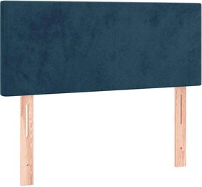 vidaXL Κρεβάτι Boxspring με Στρώμα Σκούρο Μπλε 90x200 εκ. Βελούδινο