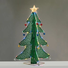 Δέντρο με Αστέρι 3D TINSEL FOLDABLE TREE WITH STAR 52 LED ΠΟΛΥΧΡΩΜΑ &amp; ΘΕΡΜΟ ΑΣΤΕΡΙ 40*40*93cm IP44 5m ΚΑΛ ACA X05481533